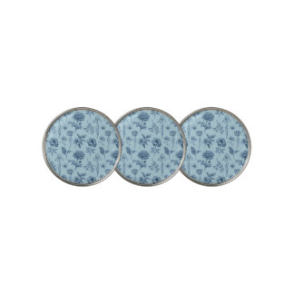 Blue Floral Golf Ball Marker