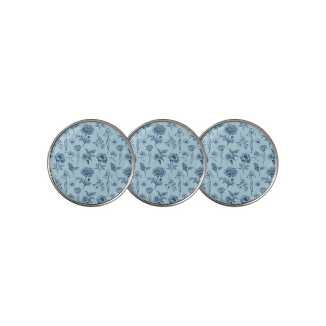 Blue Floral  Golf Ball Marker (3 Up)