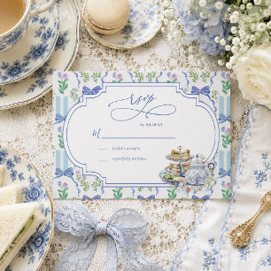 Blue Floral Grandmacore Bridal Shower RSVP Enclosure Card