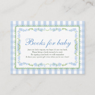 Blue Floral Grandmillenial  Books for Baby Gingham Enclosure Card