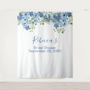 Blue Floral Greenery Bridal Shower Backdrop