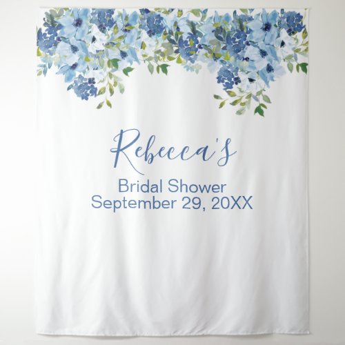 Blue Floral Greenery Bridal Shower Backdrop