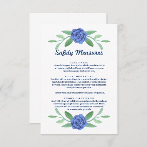 Blue Floral Greenery Foliage Safety Measures Card