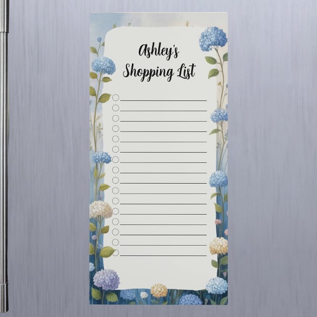 Blue Floral Grocery Shopping List  Magnetic Notepad (Creator Uploaded)