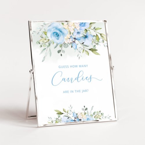Blue floral guess how many candies poster