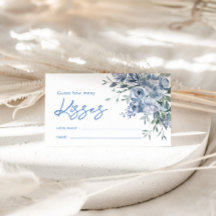 Blue Floral Guess How Many Game Cards