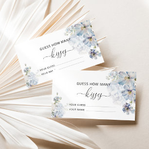Blue floral guess how many kisses bridal game enclosure card