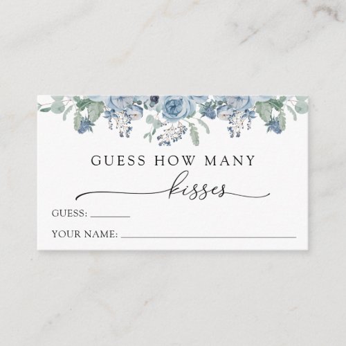 Blue Floral Guess How Many Kisses Enclosure Card