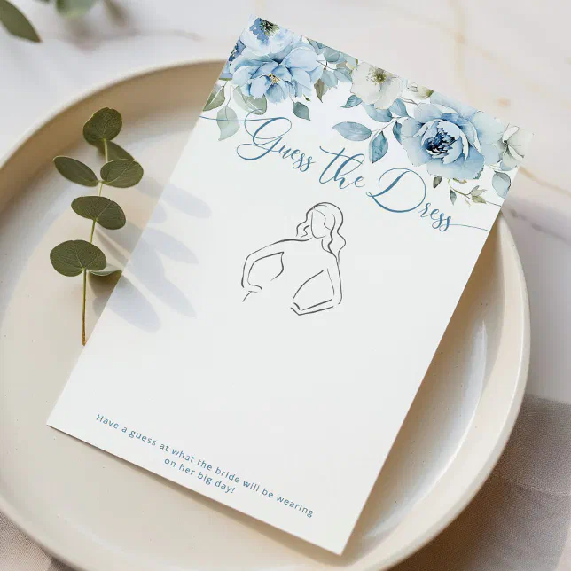 Blue floral Guess the dress bridal shower game
