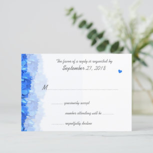 Blue Floral Guest Count Wedding RSVP Cards