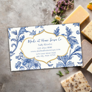 Blue Floral Handmade Soap Company Business Card