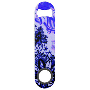 Blue Floral Henna Lace Artistic Unique Bar Key