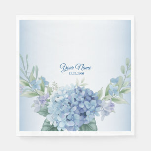 Blue Floral Herbal Dusty Vintage Wedding Party Napkins