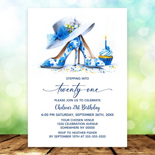 Blue Floral High Heel Shoes 21st Birthday Party
