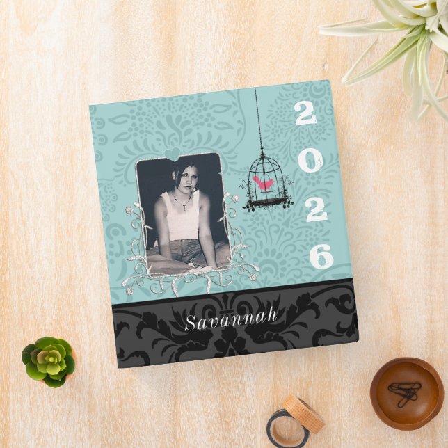 Blue Floral High School Senior Memory Keepsakee  Binder (In Situ)