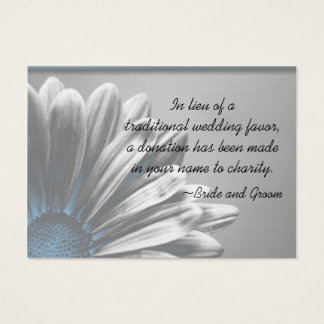 Blue Floral Highlights Wedding Charity Favor Card