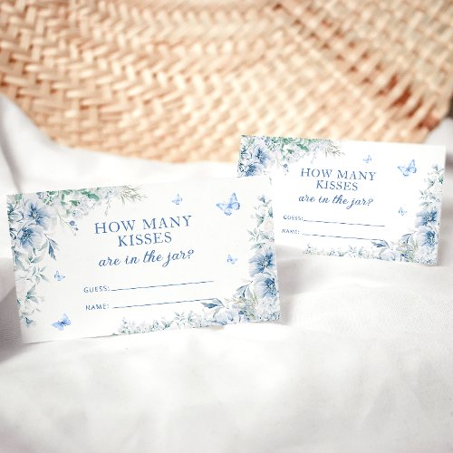 Blue Floral How Many Kisses Game Enclosure Card