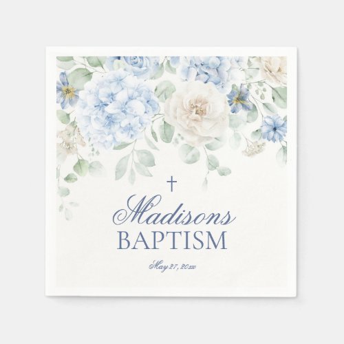 Blue Floral Hydrangea Botanical Blooms Baptism