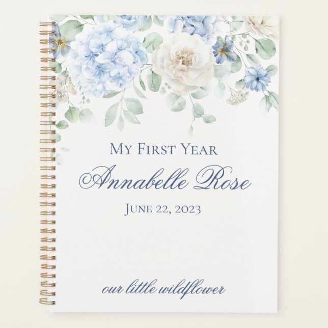 Blue Floral Hydrangea Botanical My First Year Planner (Front)