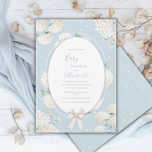 Blue Floral Hydrangea Elegant Baby Shower Invitation