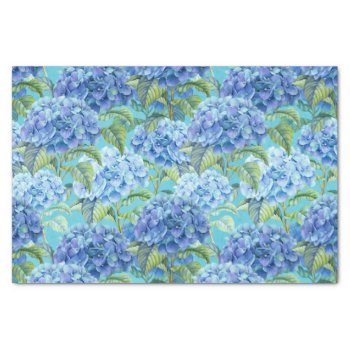 Blue Floral Hydrangea Flower Pattern Tissue Paper by Flowers_in_Love at Zazzle