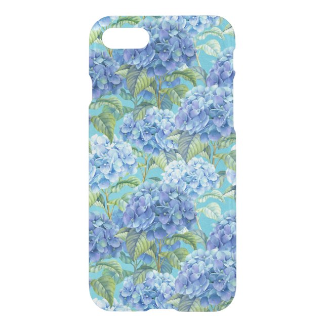 Blue floral Hydrangea Flower pattern Uncommon iPhone Case (Back)