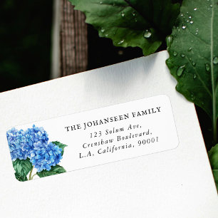 Blue Floral Hydrangea Greenery Return Address Label