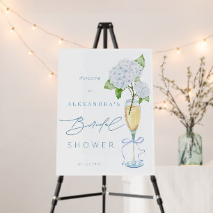 Blue Floral Hydrangea Shower Welcome Sign
