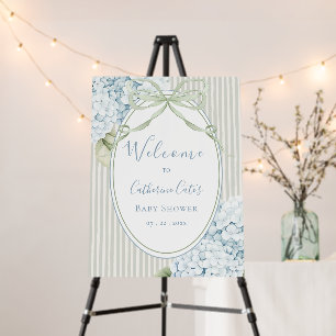 Blue Floral Hydrangeas Sage Green Whimsical Baby Foam Board