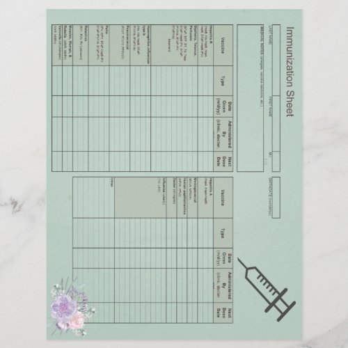 Blue Floral Immunization Records_Horizontal