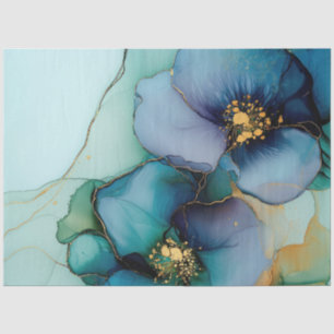 Blue Floral in Alcohol Ink Series Design #16 Tissue Paper