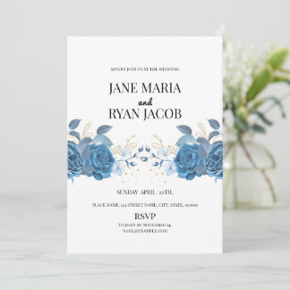 Blue floral Invitation card Template