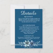 Blue Floral Islamic Wedding Details Enclosure Card