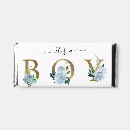 Blue Floral Its a Boy Gender Reveal Baby Shower  Hershey Bar Favors