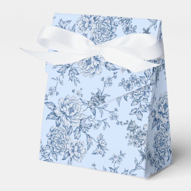 Blue Floral Japanese Favor Boxes (Front Side)
