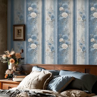 Blue Floral Lace Frency Provincial
