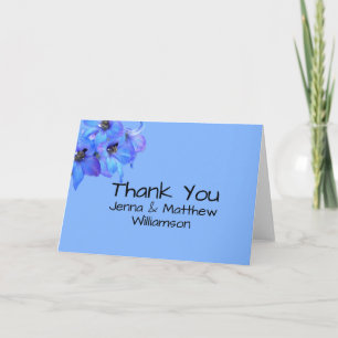 Blue Floral Larkspur Personalized Thank You Notes