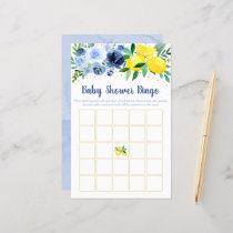 Blue Floral Lemon Baby Shower Bingo Game