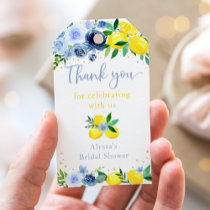 Blue Floral Lemon Bridal Shower Gift Tags