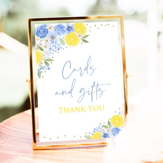 Blue Floral Lemon Cards & Gifts Bridal Shower Poster (Creator Uploaded)
