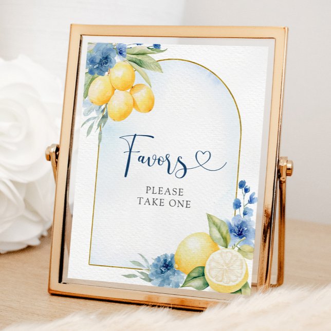 Blue Floral Lemon Main Squeeze Baby Shower Favors Poster (Creator Uploaded)