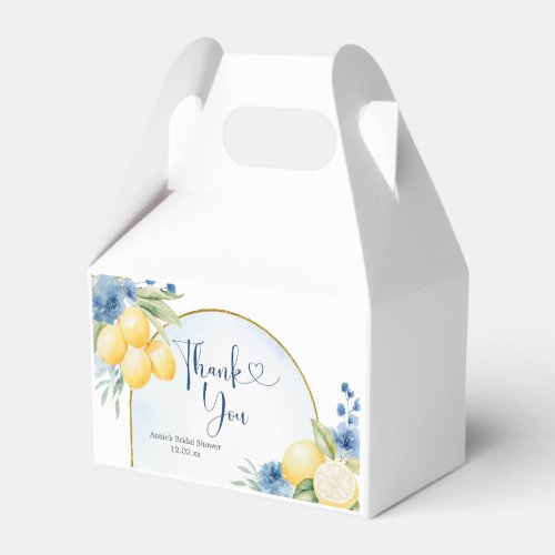 Blue floral Lemon Main Squeeze Bridal Shower Favor Boxes
