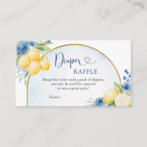 Blue Floral Lemon Main Squeeze Diaper Raffle Card