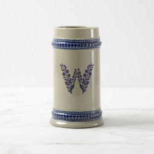 Blue Floral Letter W Monogram Mug