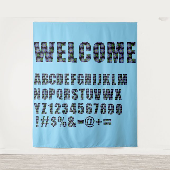 Blue Floral Letters Make Your Own Backdrop (Front)