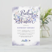 Blue Floral Little Man - Boy Baby Shower Invitation (Standing Front)