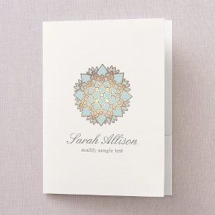 Blue Floral Lotus Mandala Pocket Folder
