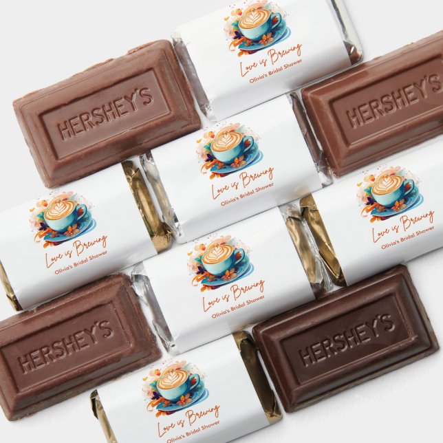 Blue Floral Love is Brewing Coffee Bridal Shower  Hershey's Miniatures (Assorted)