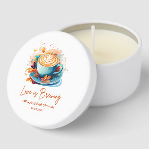 Blue Floral Love is Brewing Coffee Bridal Shower  Mini Candle Favors