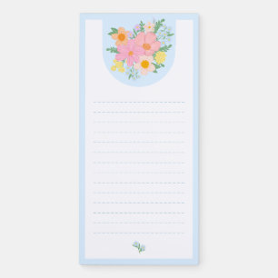 Blue Floral Magnetic Notepad